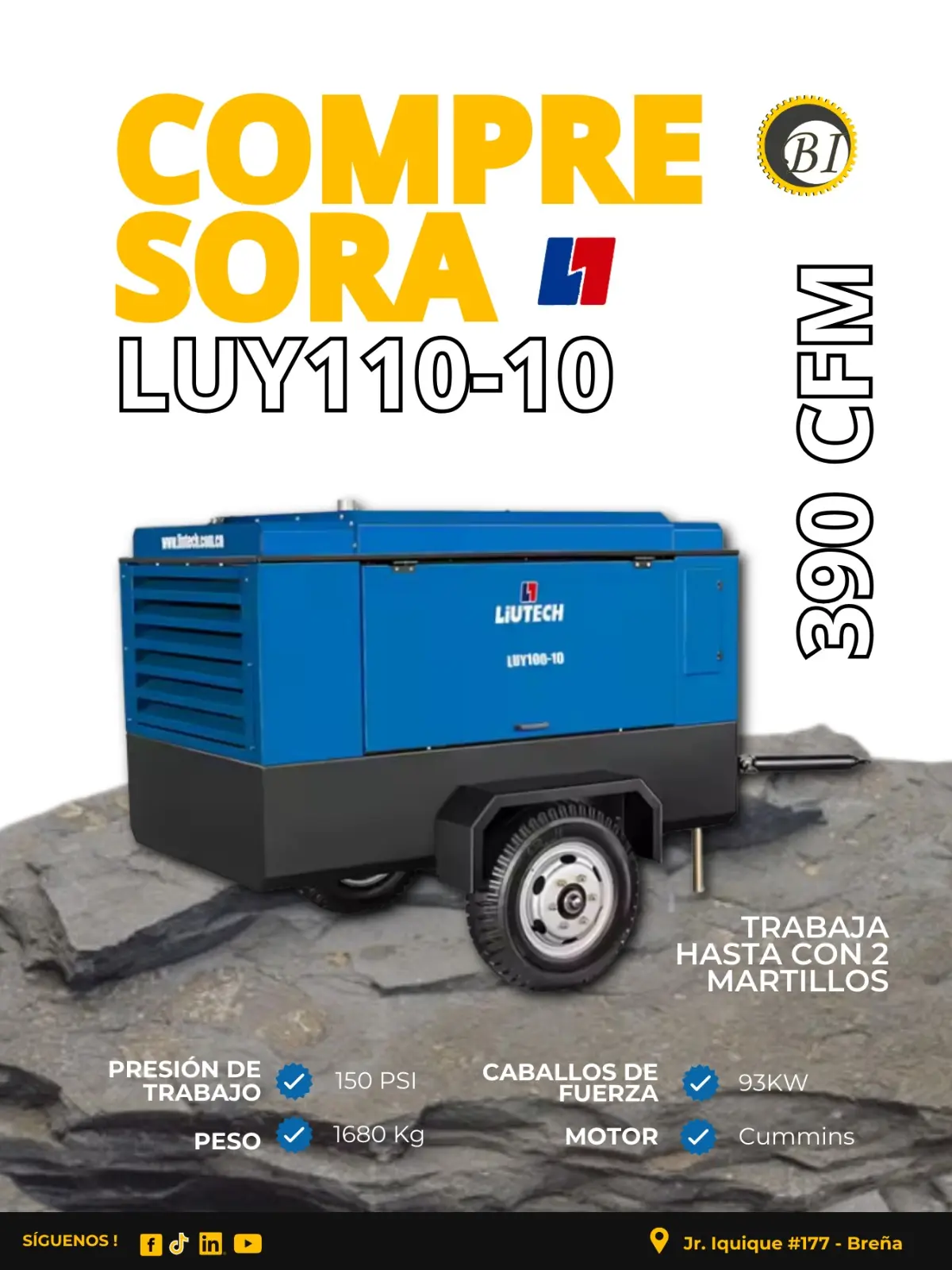 COMPRESORA LIUTECH 390 CFM 