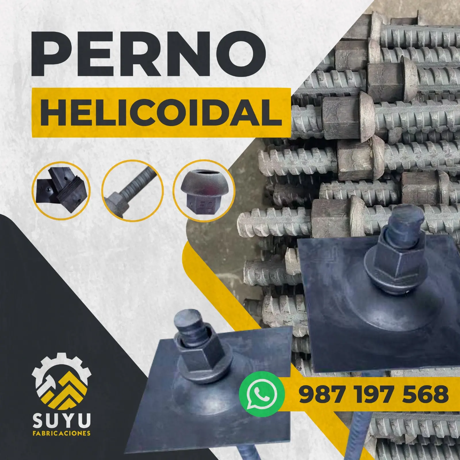 Perno helicoidal con perno y tuerca SUYU FABRICACIONES2025
