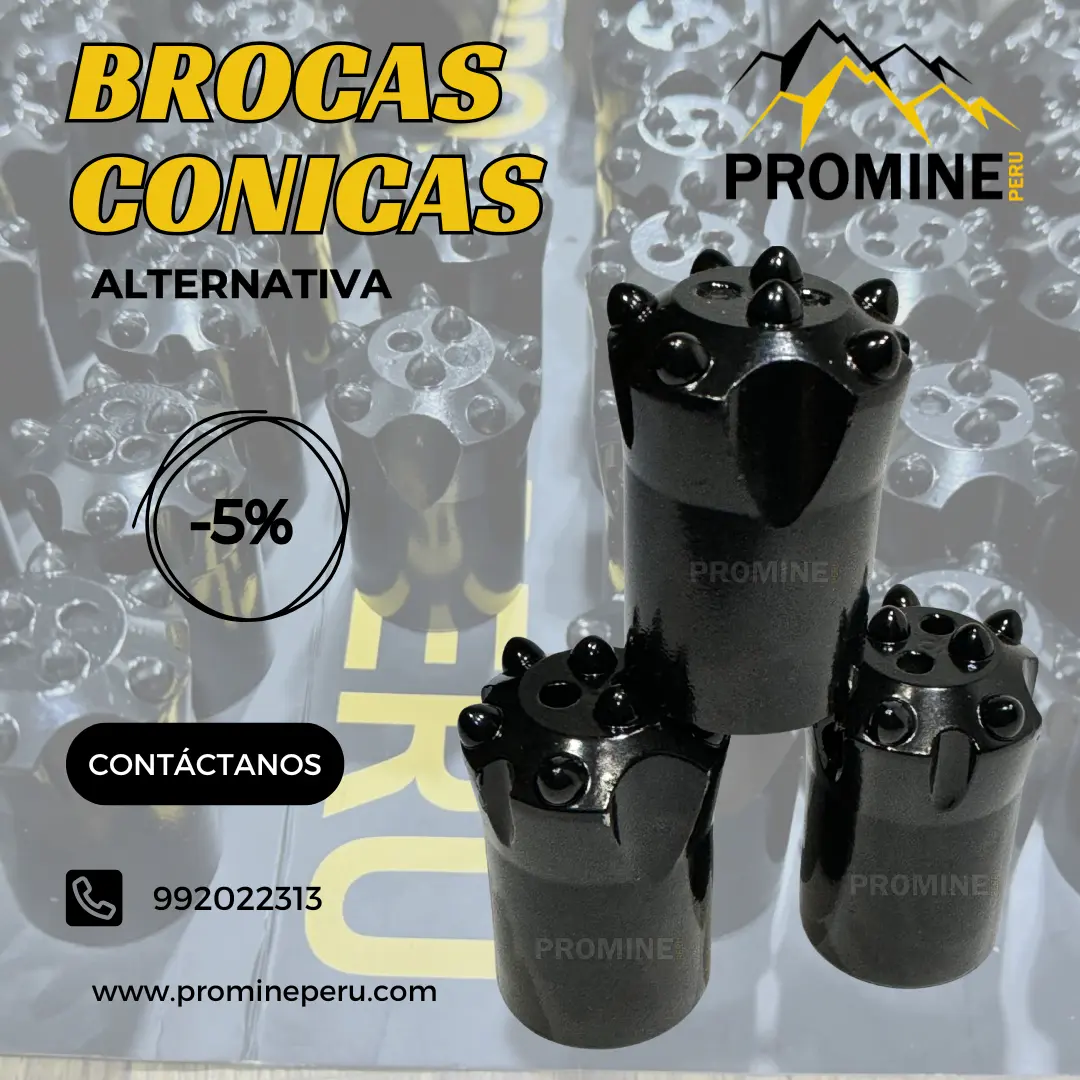 BROCAS CONICAS LIMA MINERIA 36 MM 34 MM 