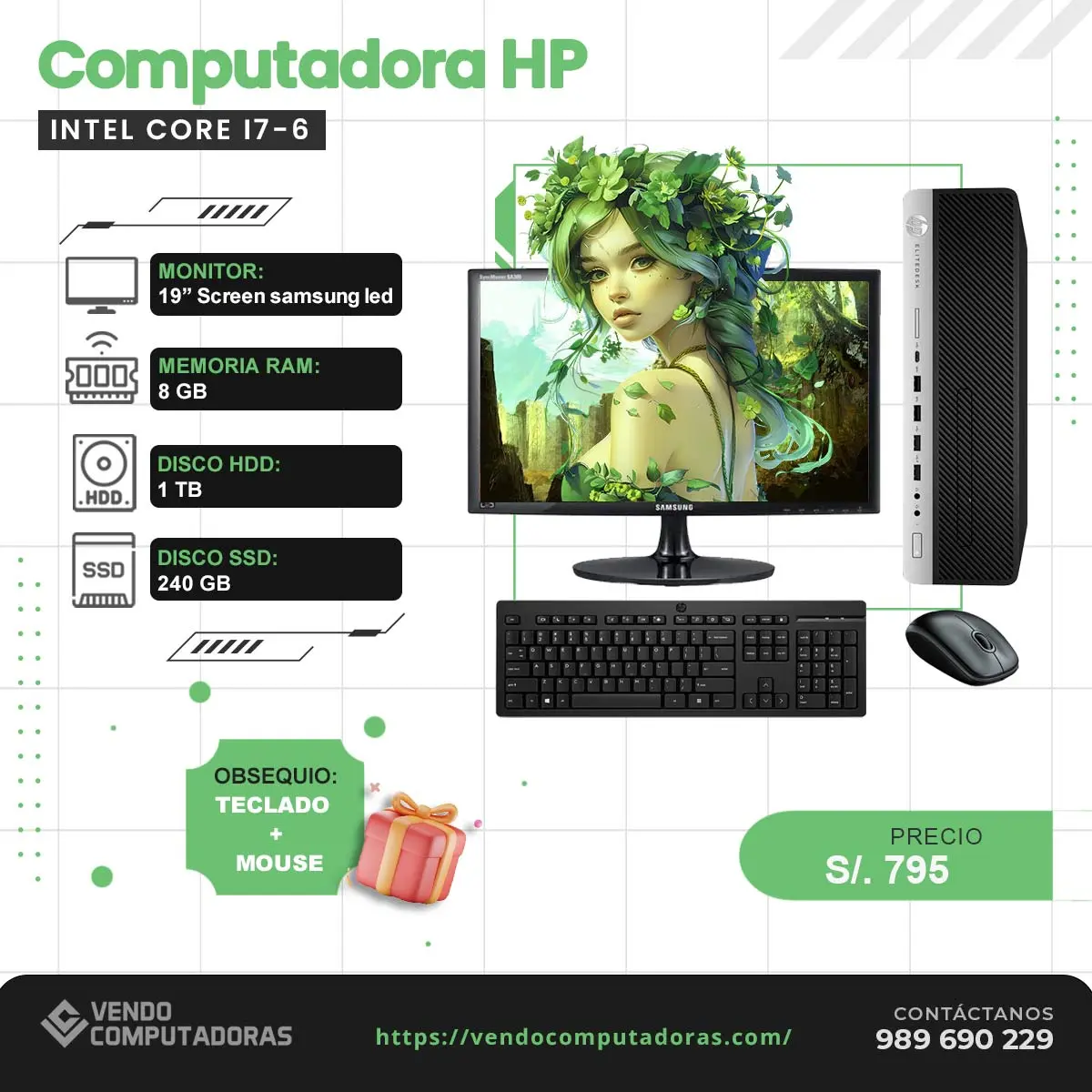 PC i7-6 Monitor 19 Todo lo que necesitas 