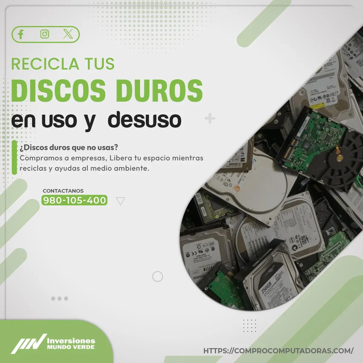  Vende tus Discos Duros en Desuso con Servicio Mundo Verde 