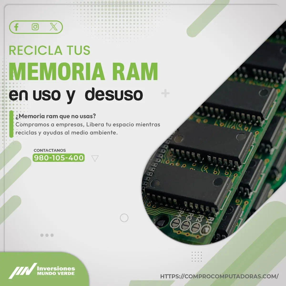  Vende tu Memoria RAM en Desuso con Servicio Mundo Verde 