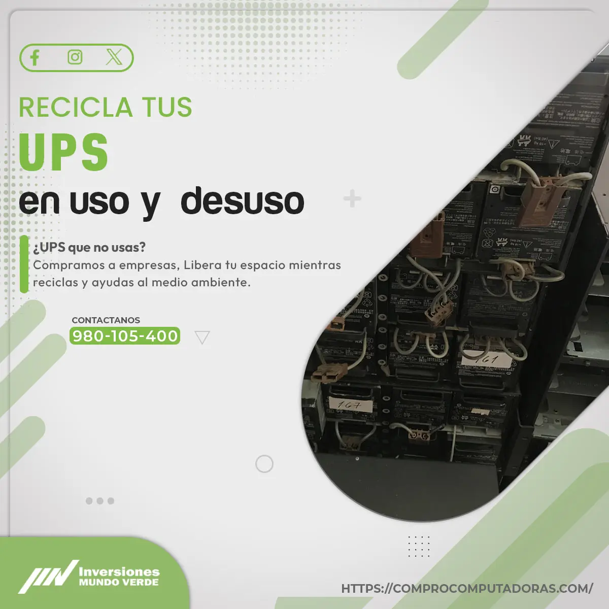  Vende tus UPS Usados o en Desuso con Servicio Mundo Verde 