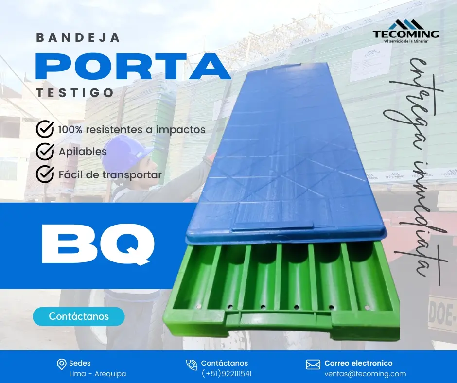 MINERÍA PERUANA BANDEJAS PORTATESTIGO BQ RESISTENTES