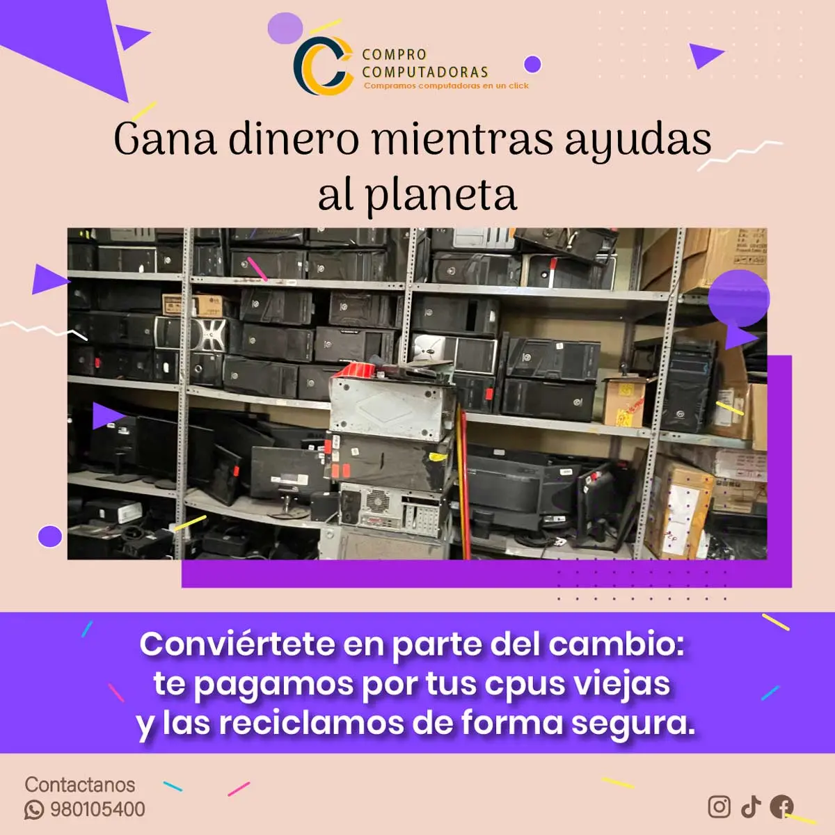 Recicla tu tecnología vieja y ayuda al planeta. 