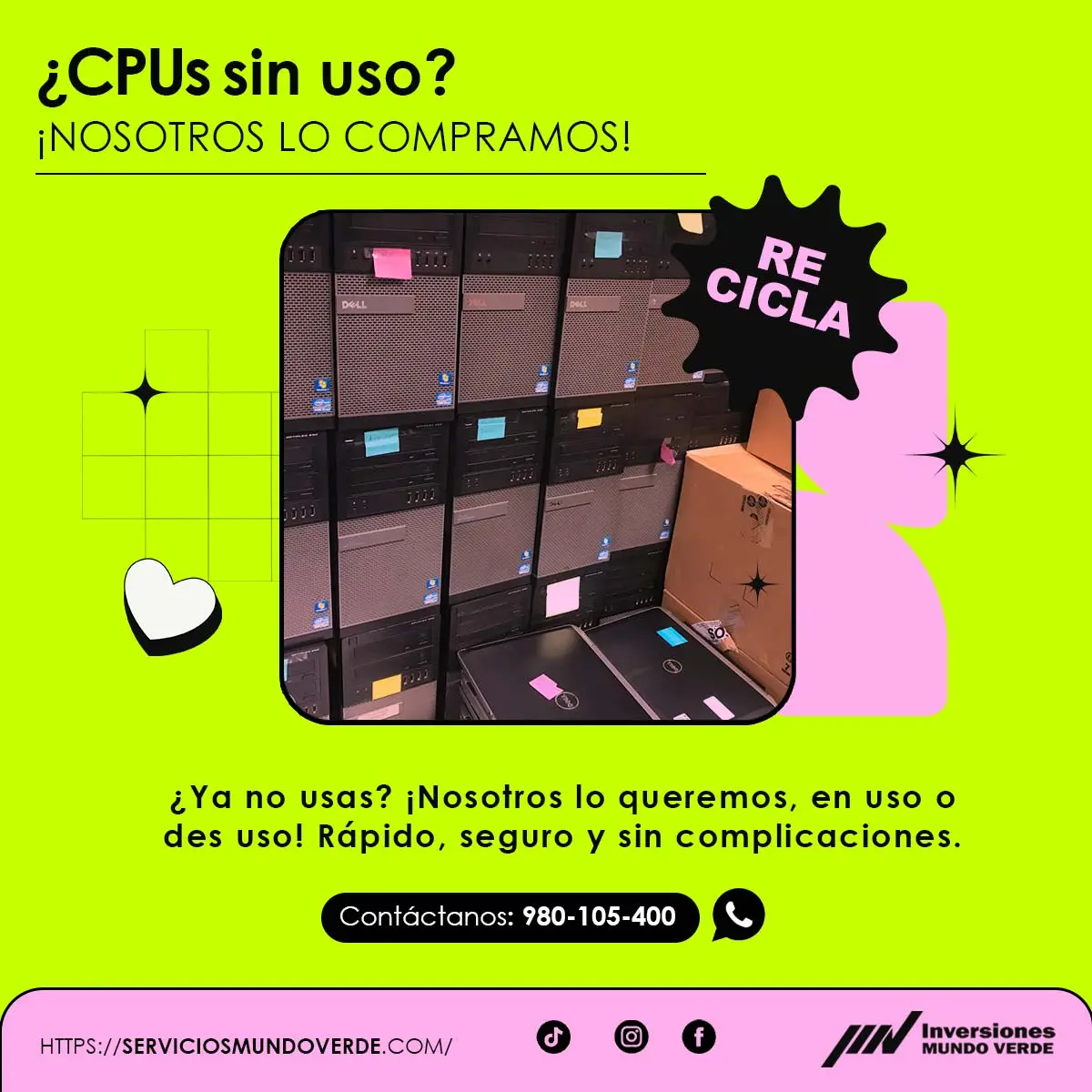  Tienes CPUs en desuso Nosotros los compramos 