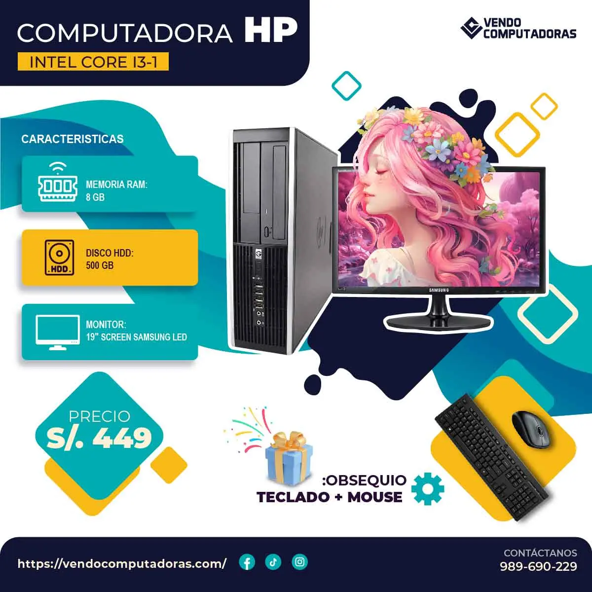 PC COMPLETA LISTA PARA USAR INCLUYE TECLADO Y MOUSE GRATIS