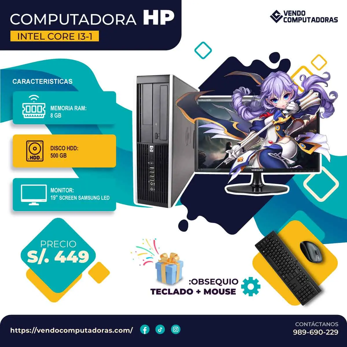 PC COMPLETA LISTA PARA USAR INCLUYE TECLADO Y MOUSE GRATIS