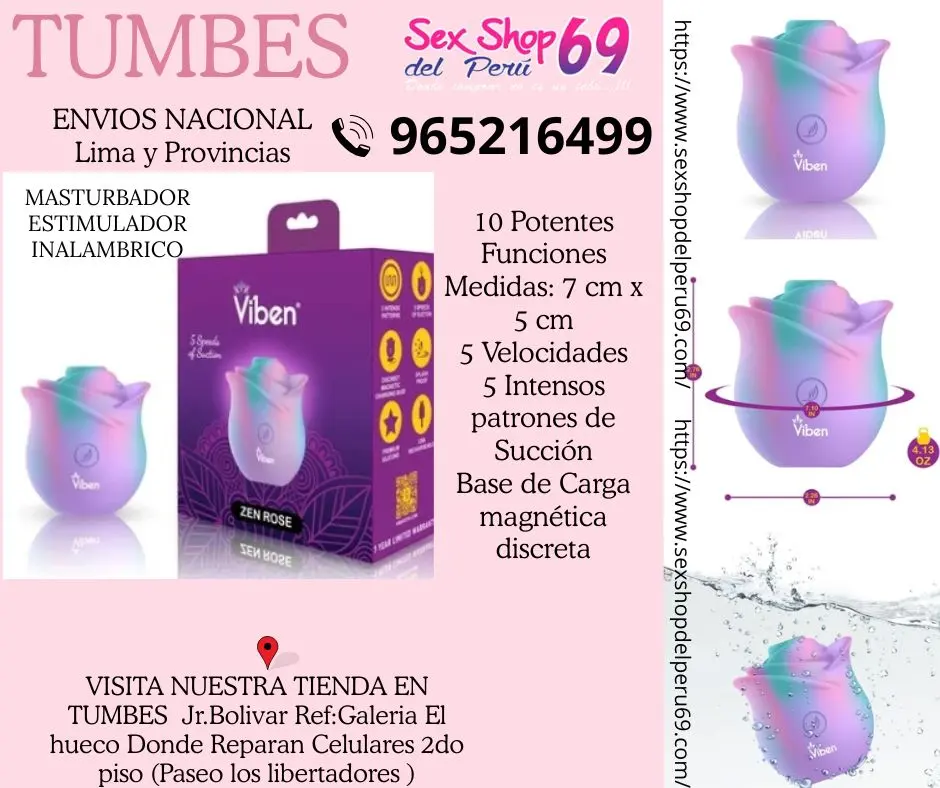 VIBRADOR CON FORMA DE ROSA VIBEN ZEN ROSA-UNICORNIO TUMBES 