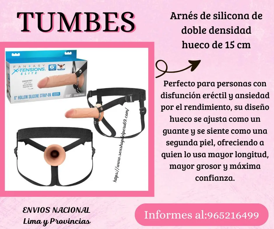 ARNÉS DE SILICONA DE DOBLE DENSIDAD HUECO DE 15 CM 