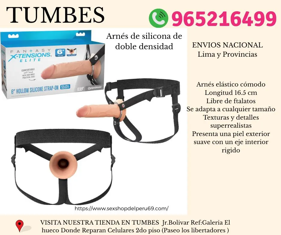 ARNÉS DE SILICONA DE DOBLE DENSIDAD HUECO DE 15 CM 