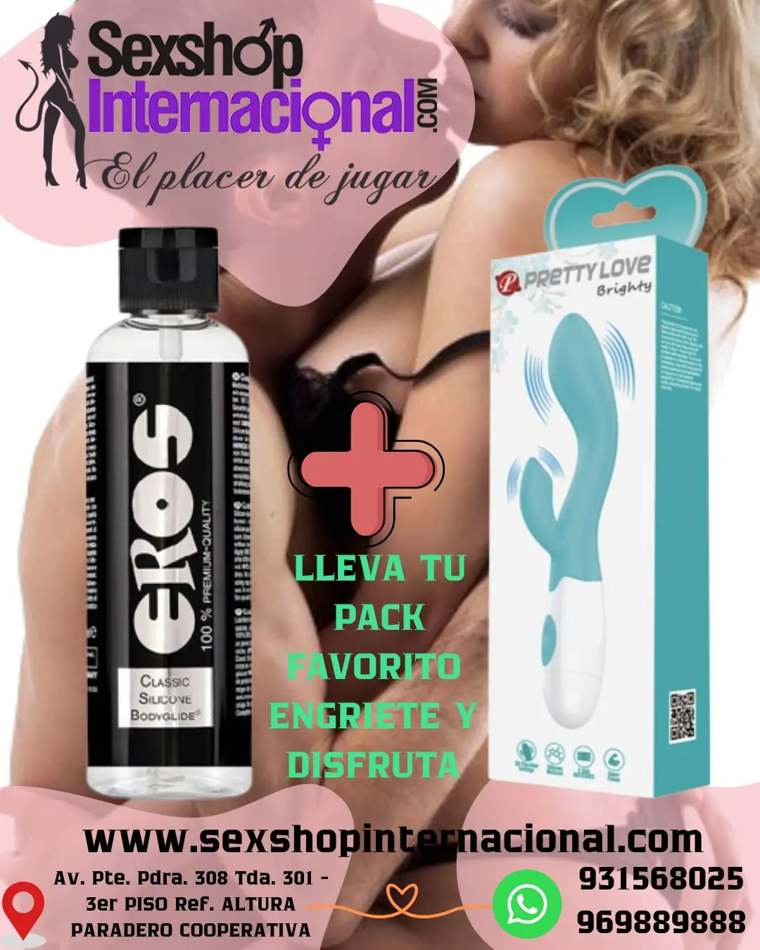 VIBRADOR RABIT BRIGTHY LUBRICANTE SILICONA EROS 30ML