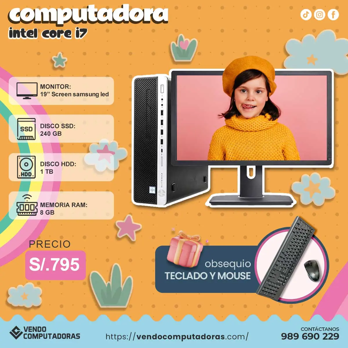 TU NUEVA PC INTEL I7 COMPLETA Y LISTA PARA USAR CONTACTA YA
