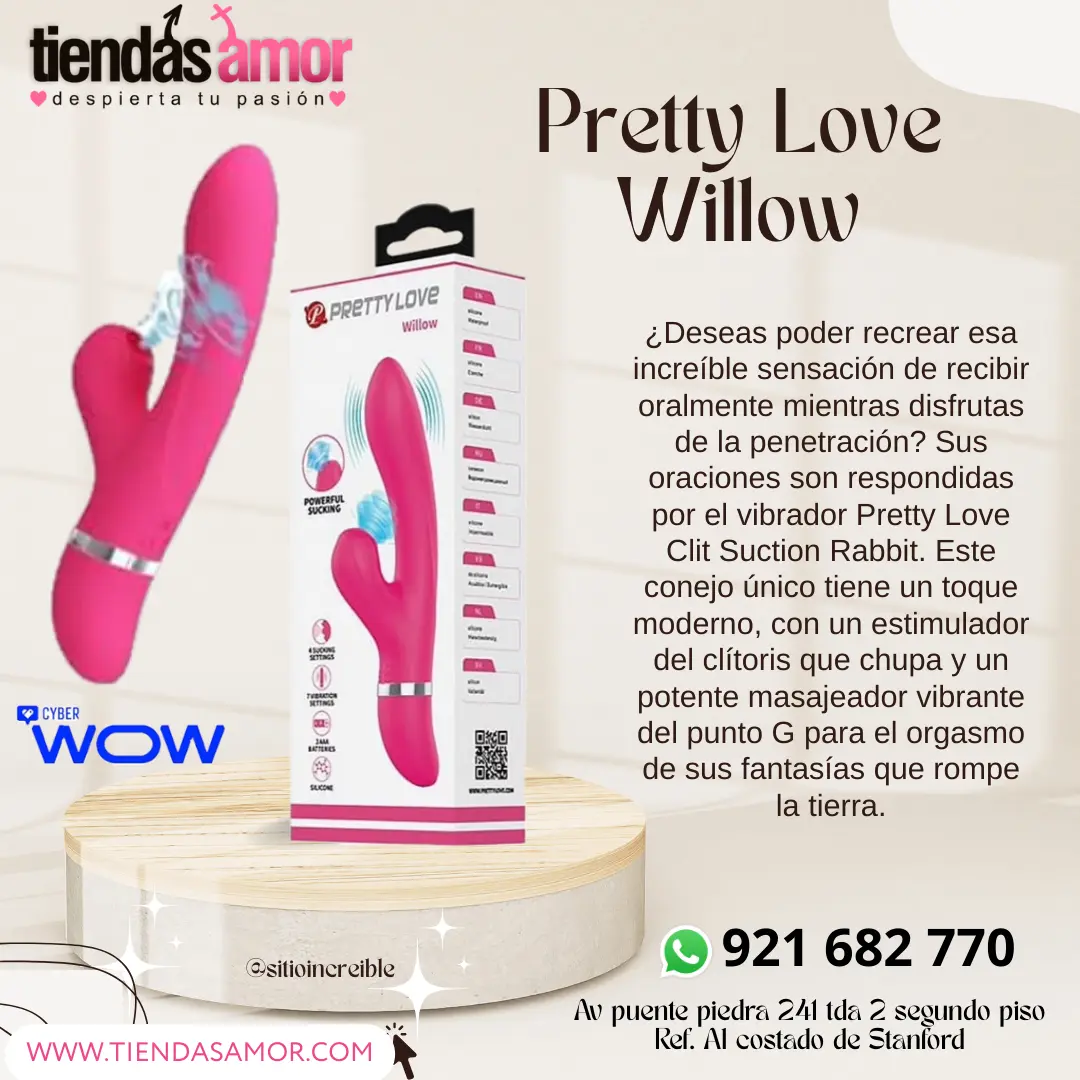 PRETTY LOVE VIBRADOR RABBIT SUCCIONADOR - WILLOW JUGUETE SEX