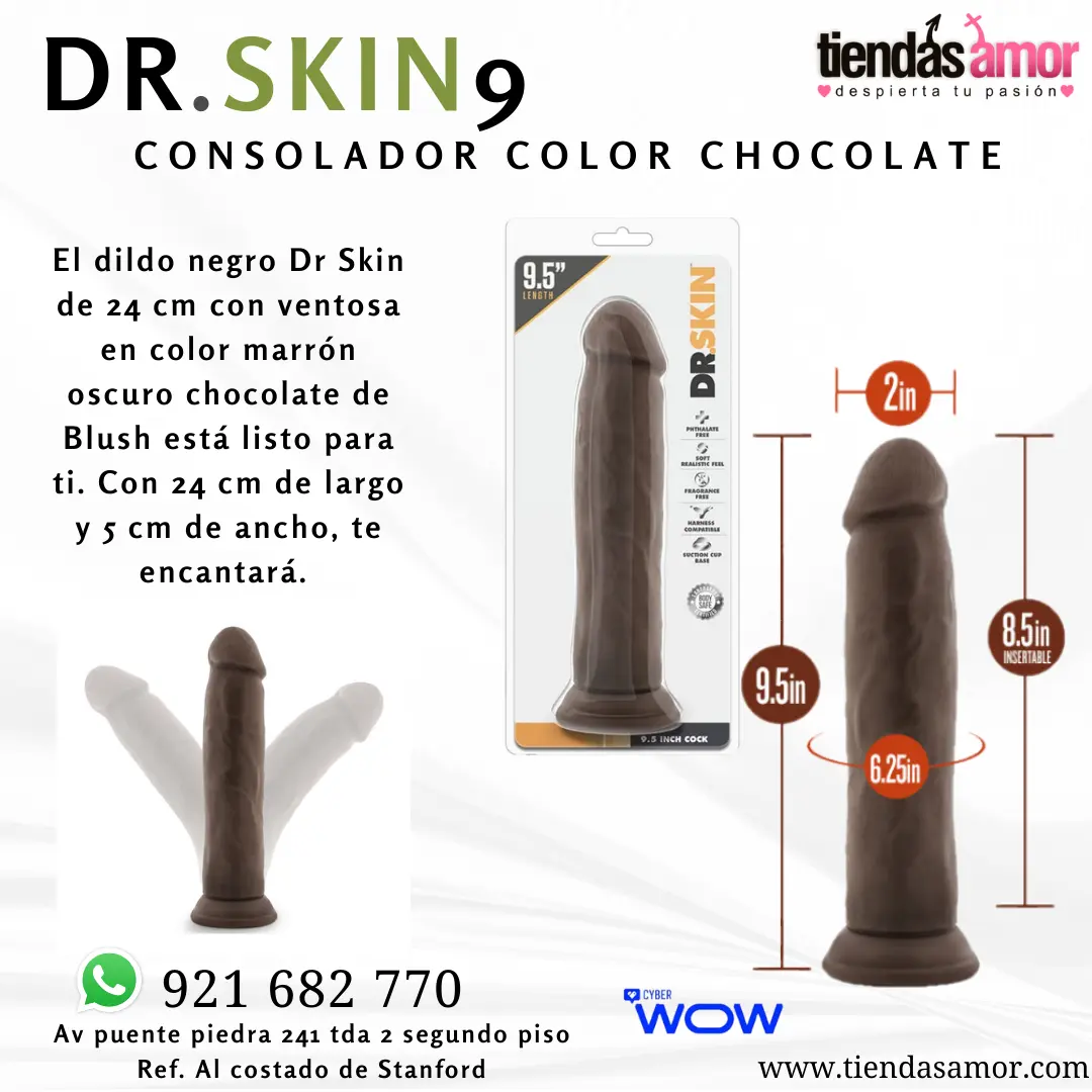 Dr. Skin By Blush Consolador realista de chocolate de 23CM