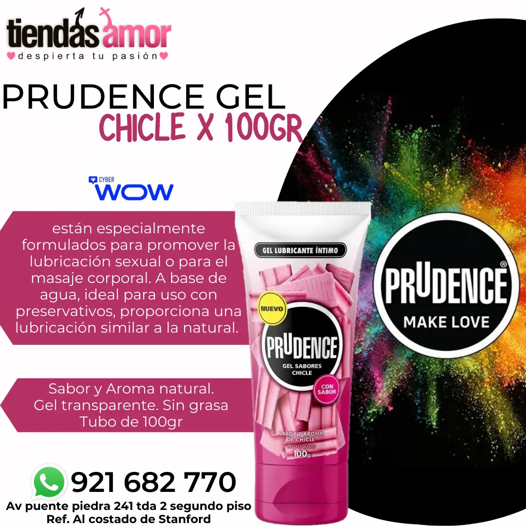 Gel Lubricante Prudence Chicle 100 G Sexo oral anal y vagin