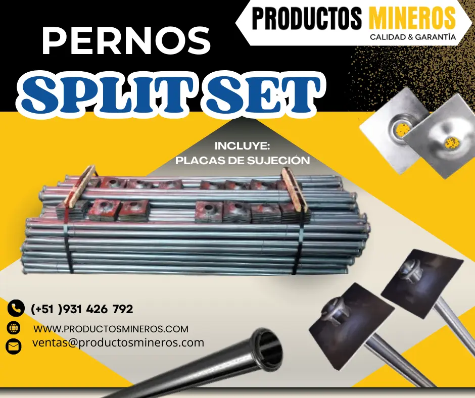 Pernos Split set productos mineros 