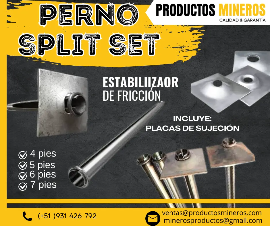 Perno de sujeción Split set Productos Mineros 