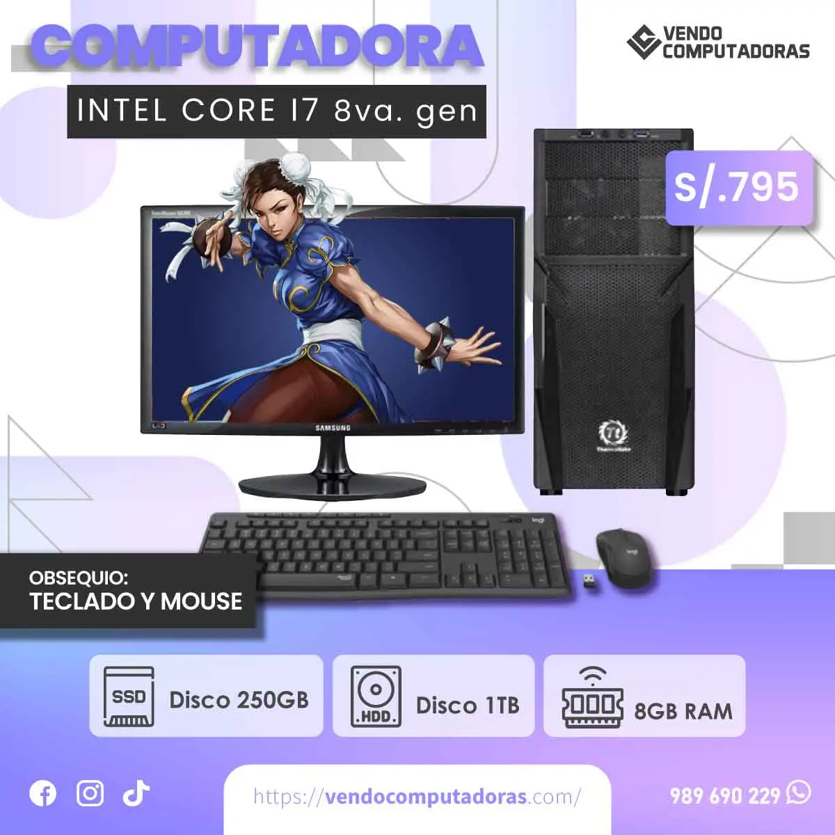 Computadora de Escritorio Intel Core i7 8va Gen