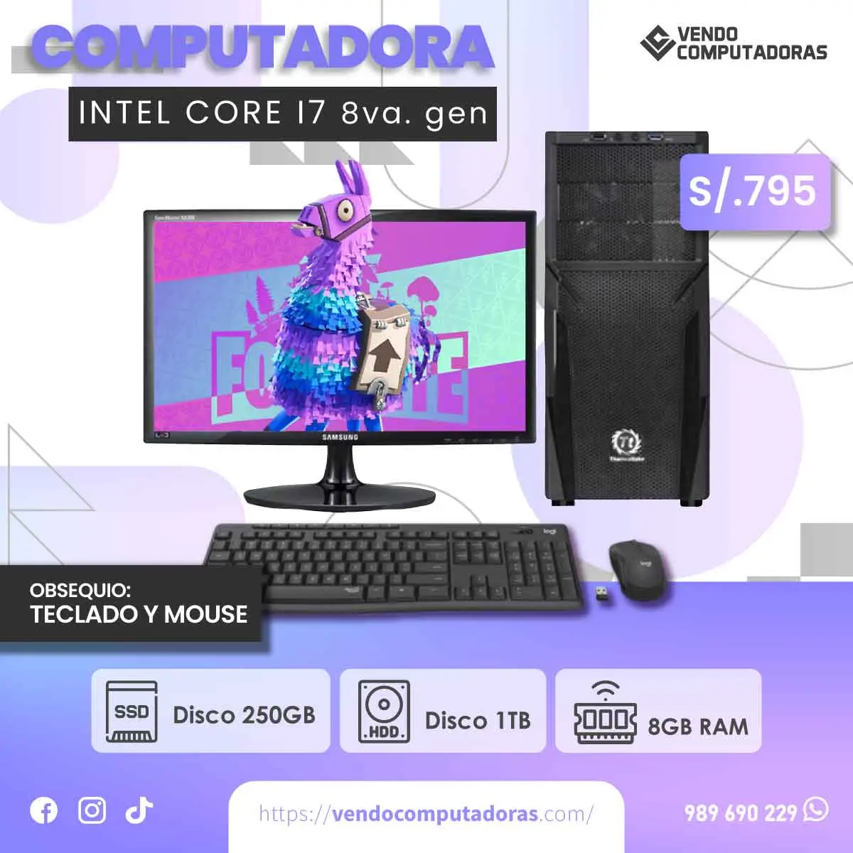 Computadora de Escritorio Intel Core i7 8va Gen