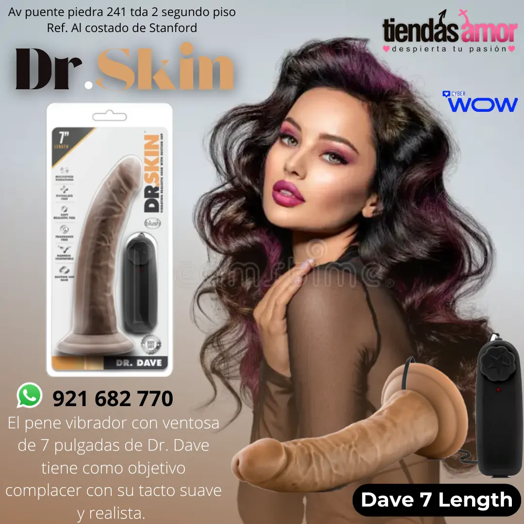 Dr. Skin Dr Dave - Consolador realista vibratorio controlado