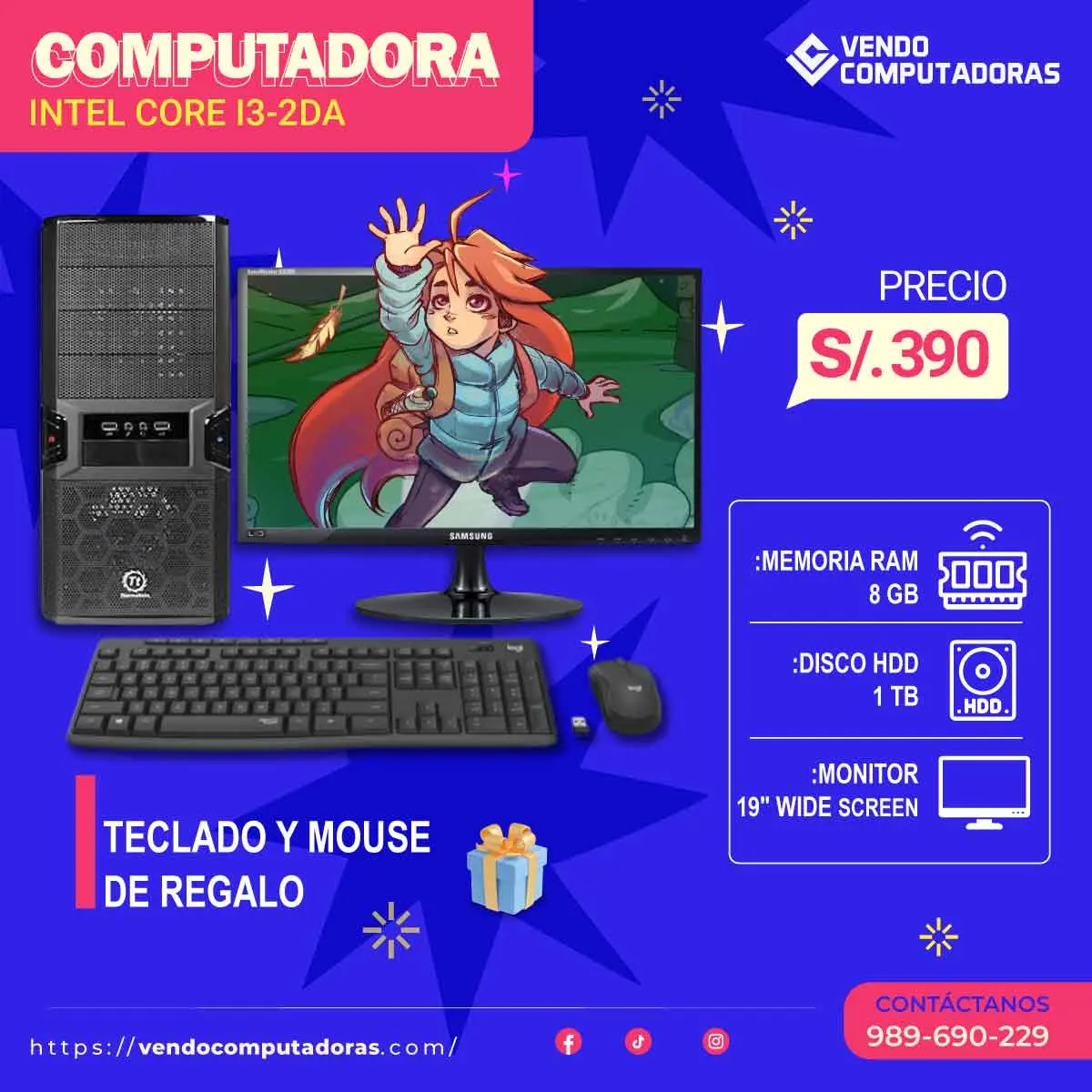 Computadoras completas con teclado y mouse incluidos