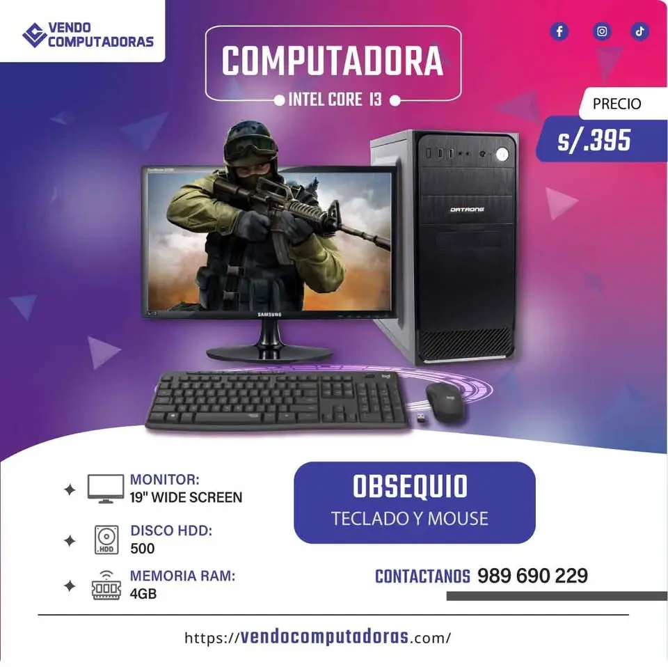 Computadora Core i3 con Monitor 19