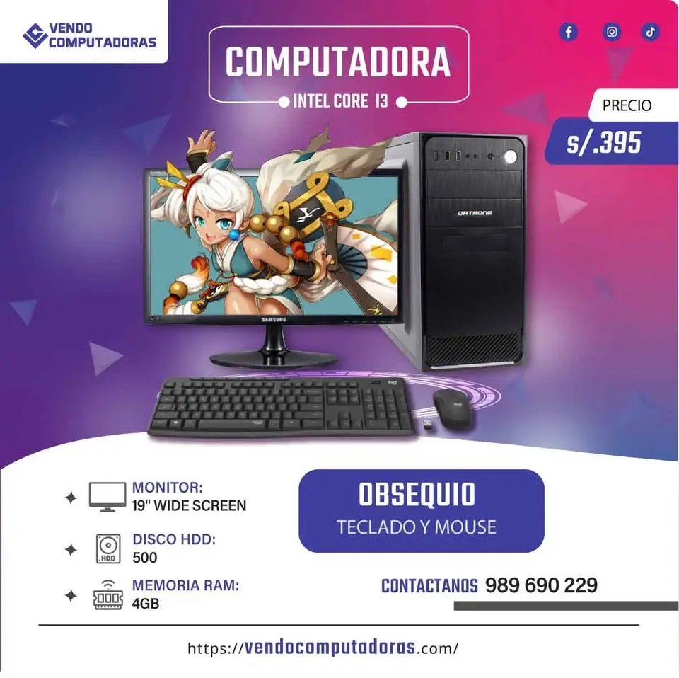 Computadora Core i3 con Monitor 19
