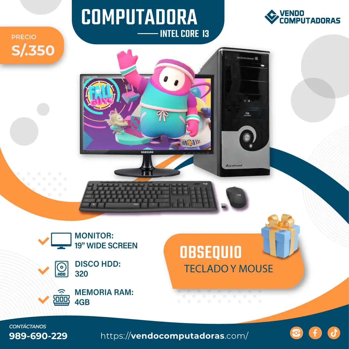 Computadora Core i3 con Monitor 19