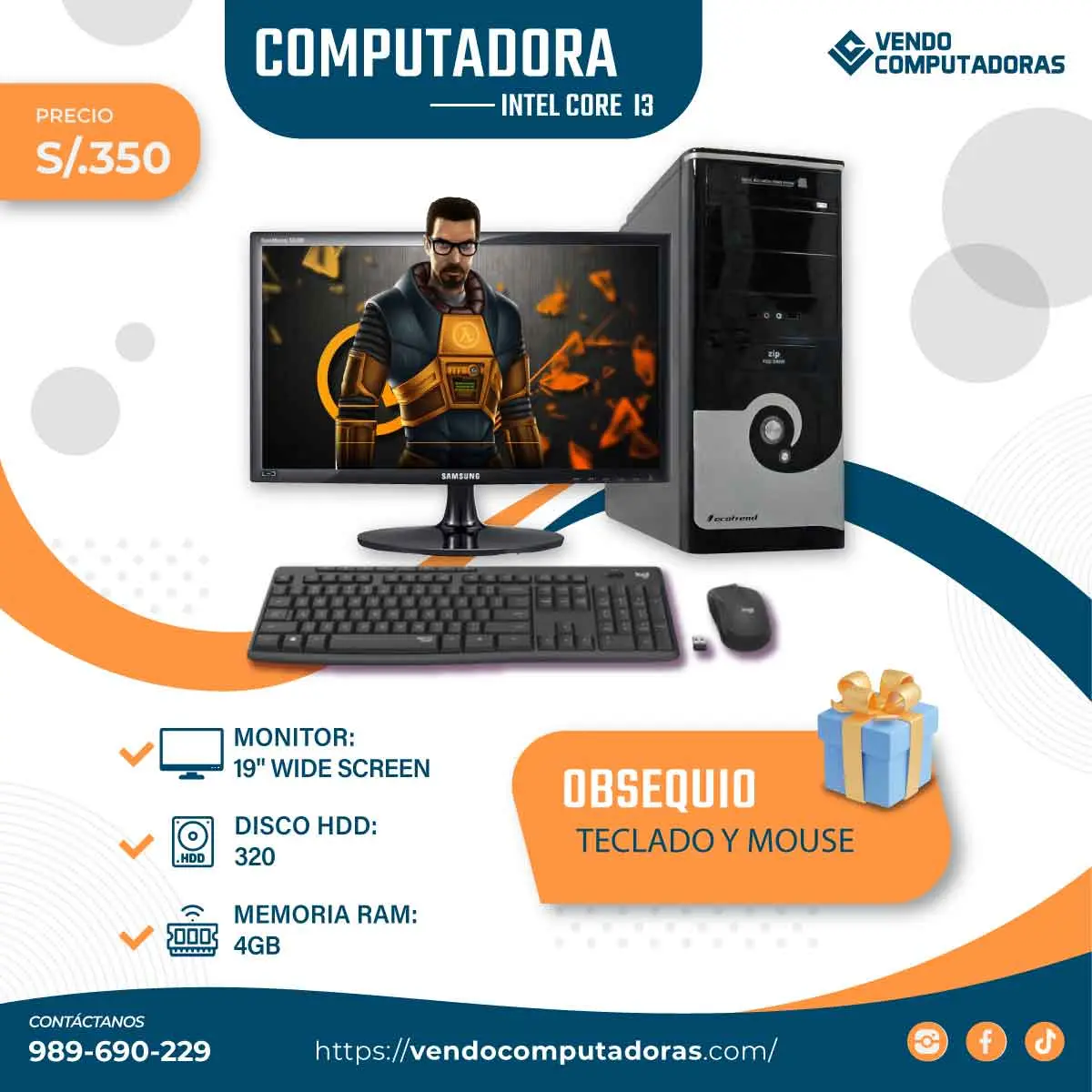 Computadora Core i3 con Monitor 19