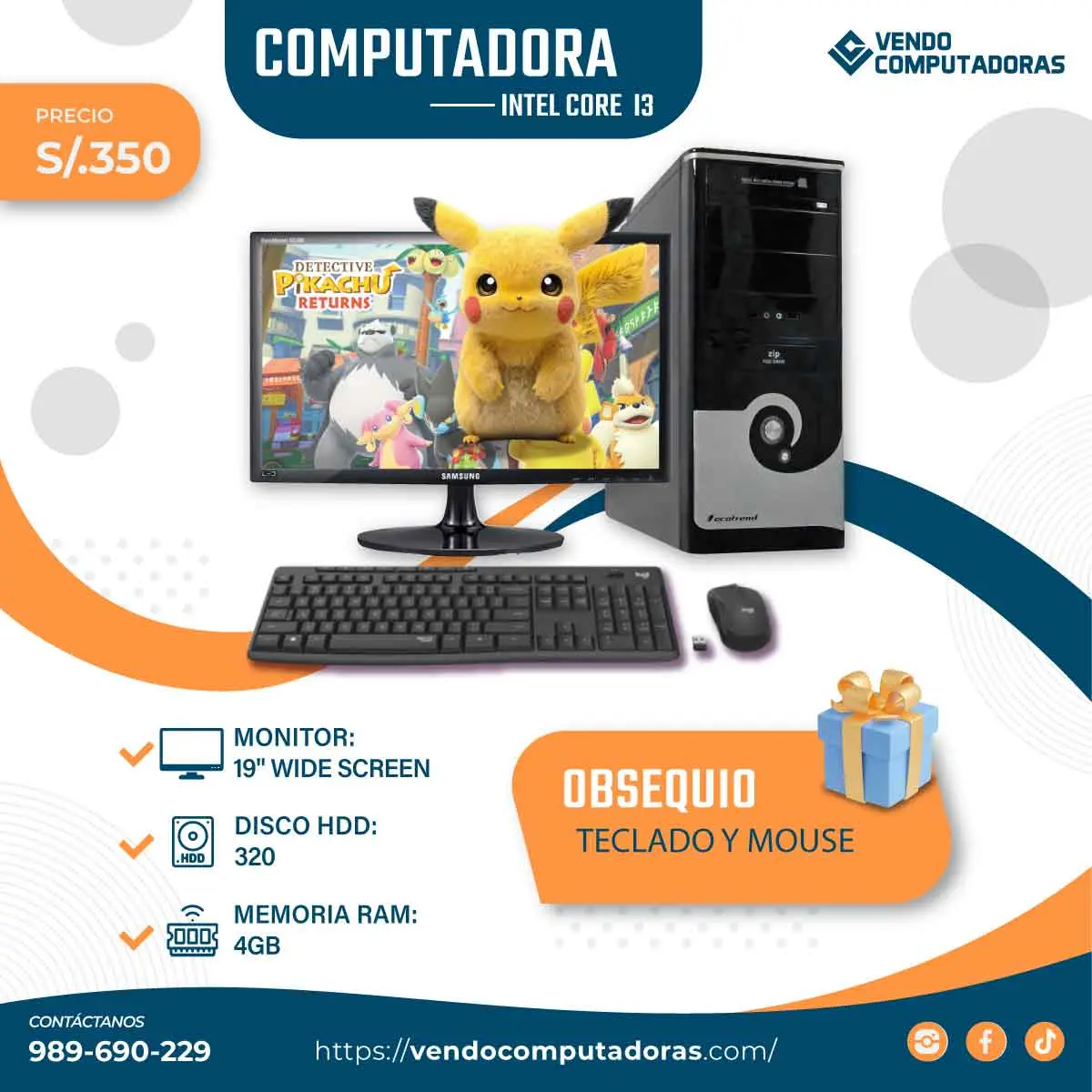 Computadora Core i3 con Monitor 19