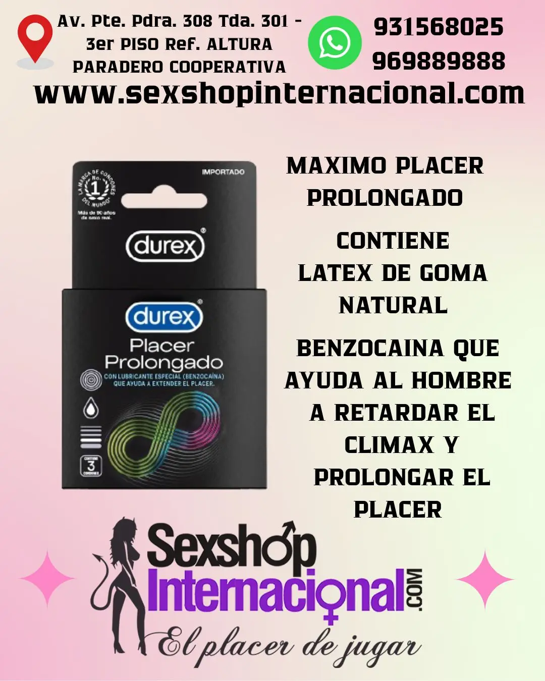 PRESERVATIVOS DUREX PLACER PROLONGADO CAJA 3 UN