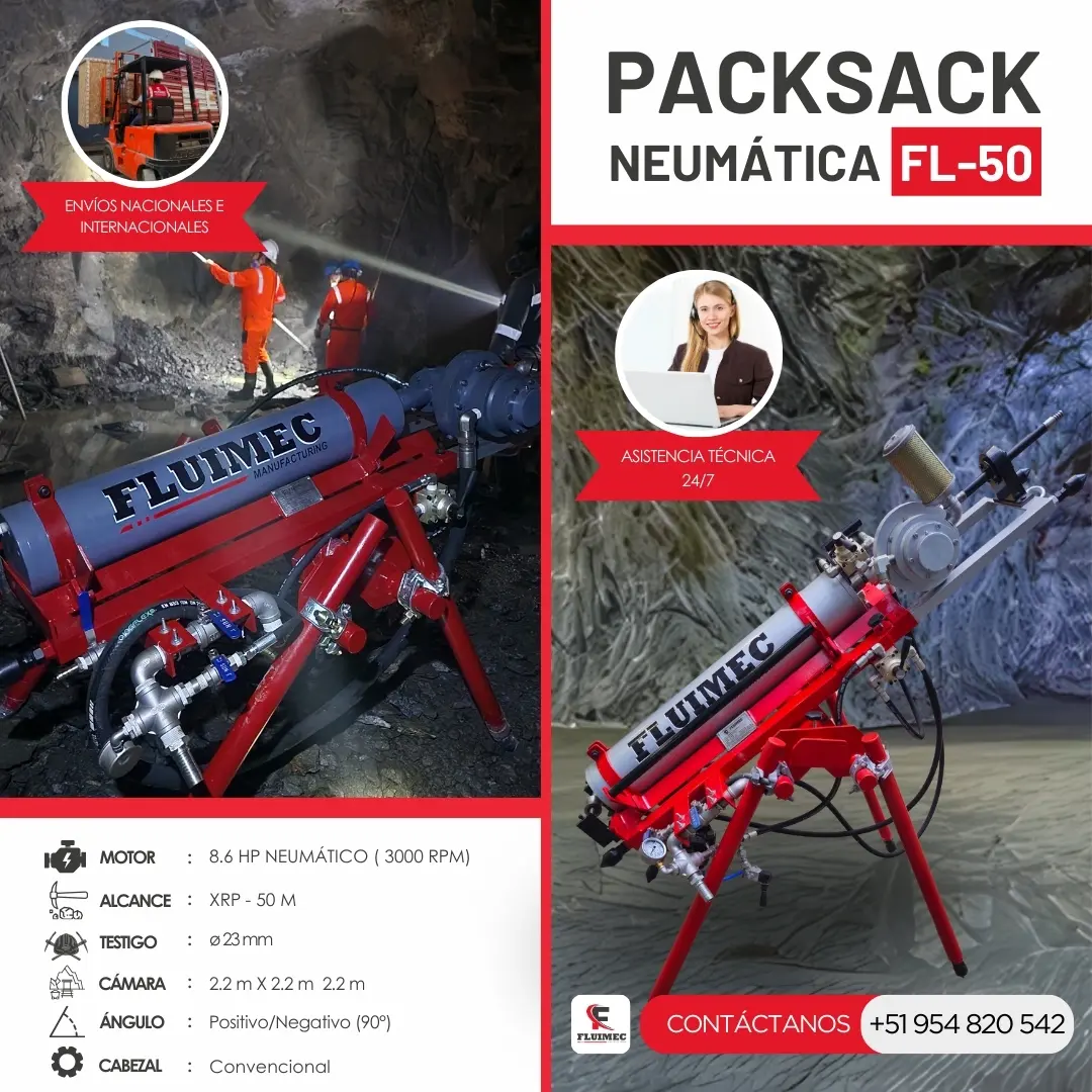 PACKSACK NEUMÁTICA FL50 EQUIPO PARA INDUSTRIA MINERA 