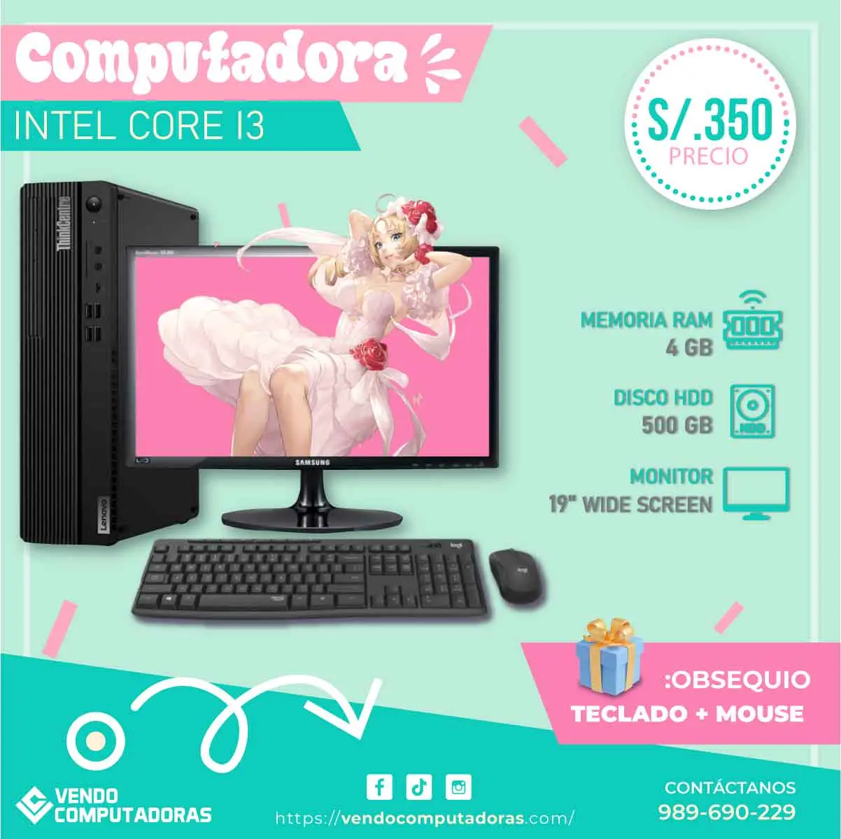 Intel i3 con Monitor Accesorios
