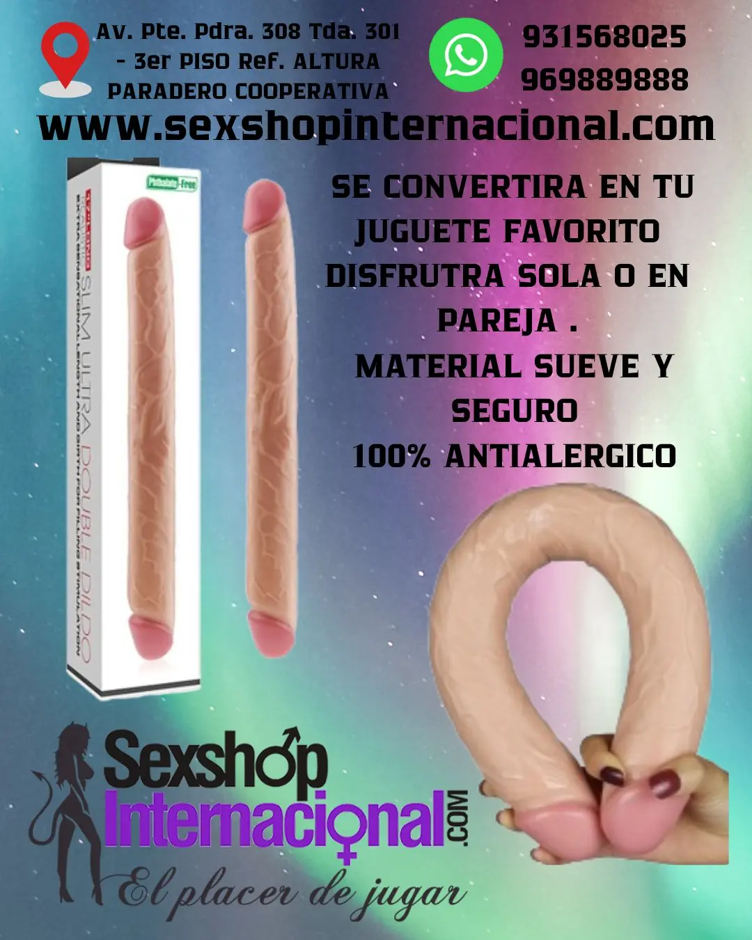 17 KING SIZE REALISTIC SLIM ULTRA DOUBLE DILDO