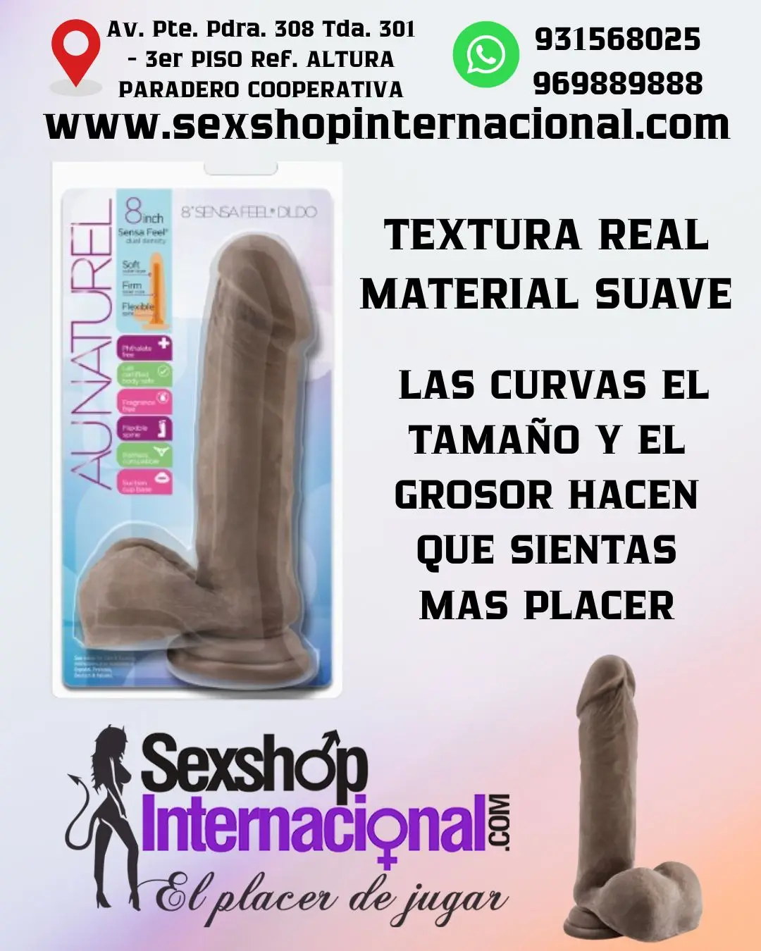 AU NATUREL 20CM SENSA FEEL DILDO CHOCOLATE