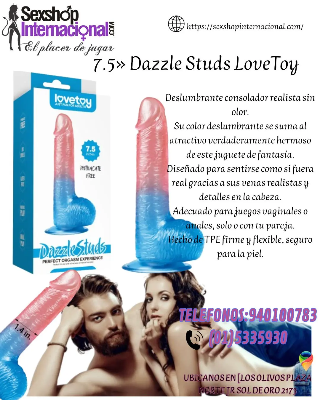 7.5» Dazzle Studs LoveToy Deslumbrante consolador realista s