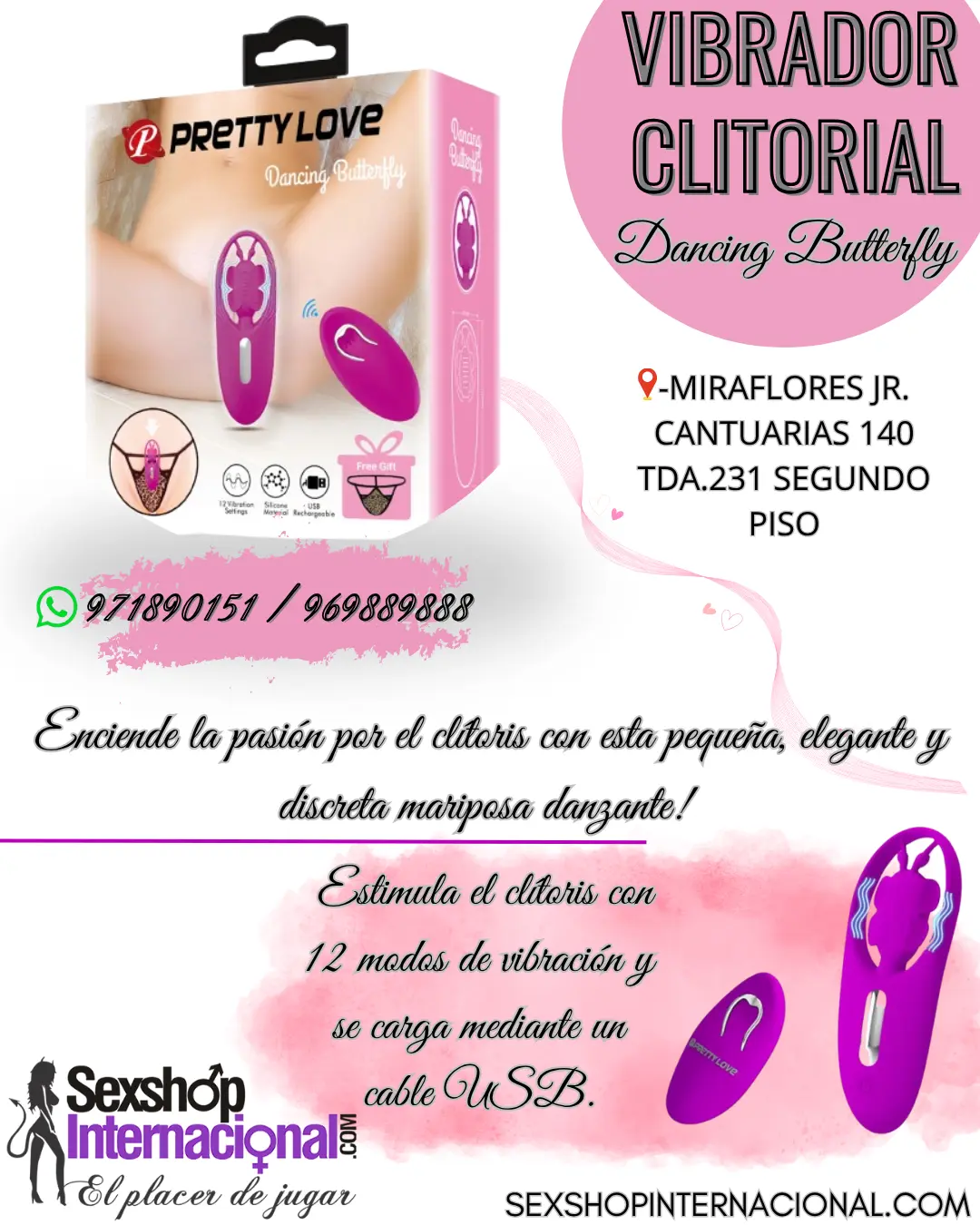 MARIPOSA VIBRADOR PARA CLITORIS PLACER AL MAXIMO