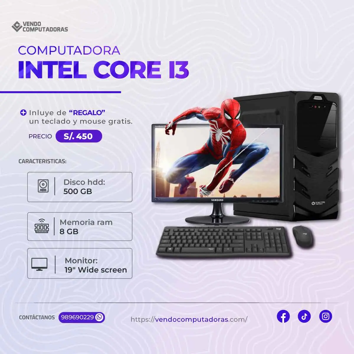 PC Core i3 con todo listo y entrega inmediata