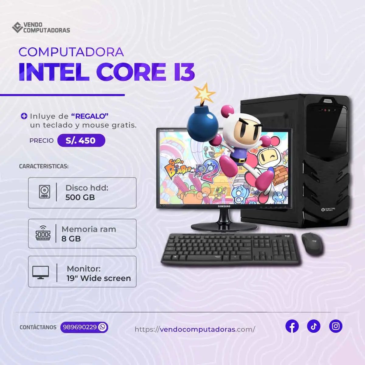 PC Core i3 con todo listo y entrega inmediata
