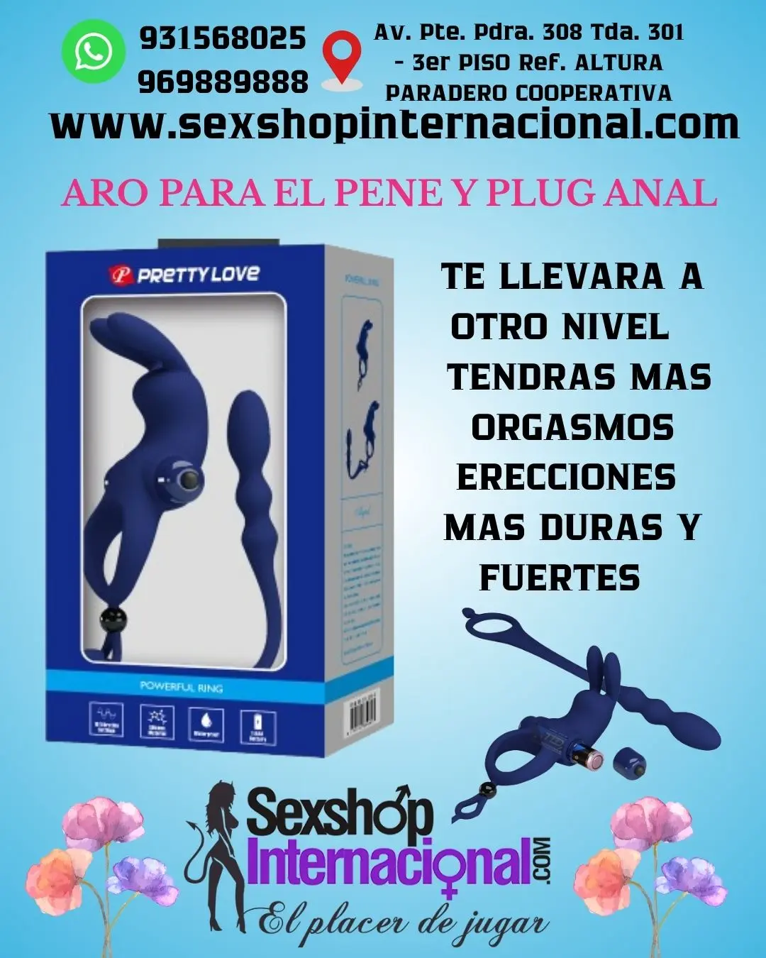 ANILLO VIBRADOR BUNNY CON PLUG ANAL