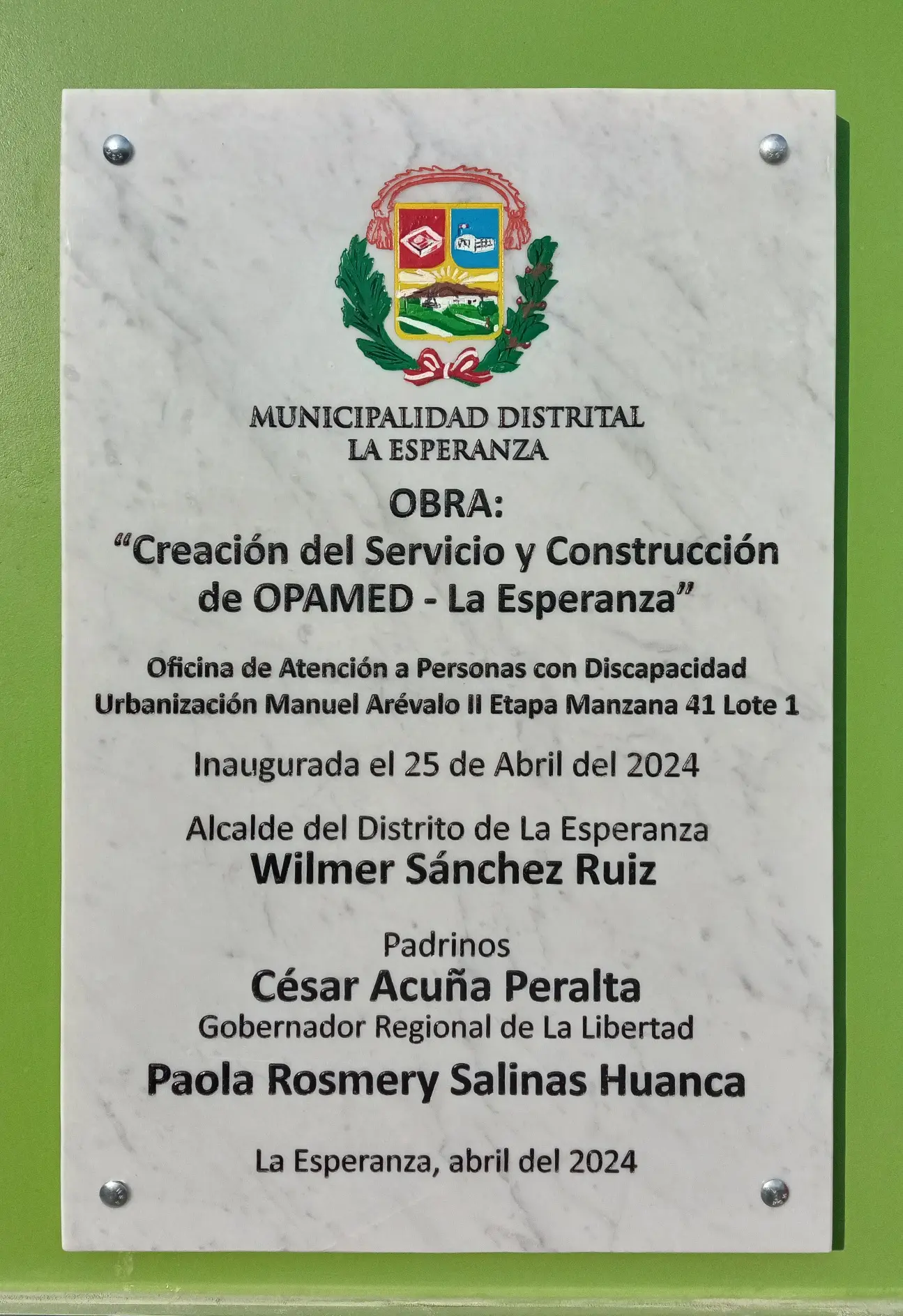 PLACAS RECORDATORIAS DE MARMOL 40X60CM AQUI JPINO