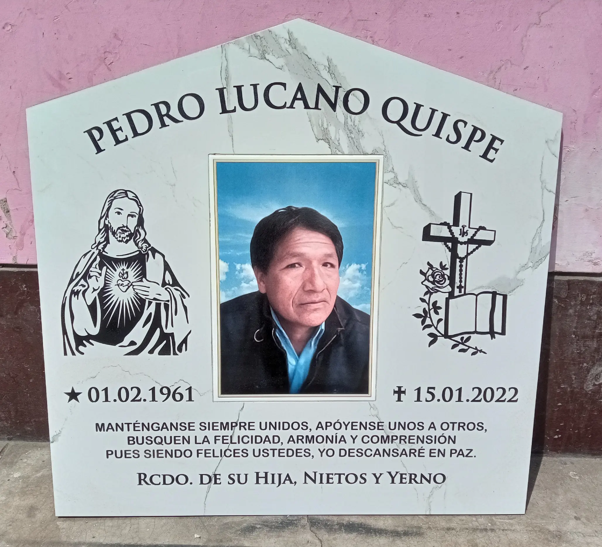 LAPIDA PORCELANATO TIPO PLANCHA CON FOTO 20X30CM AQUI JPINO