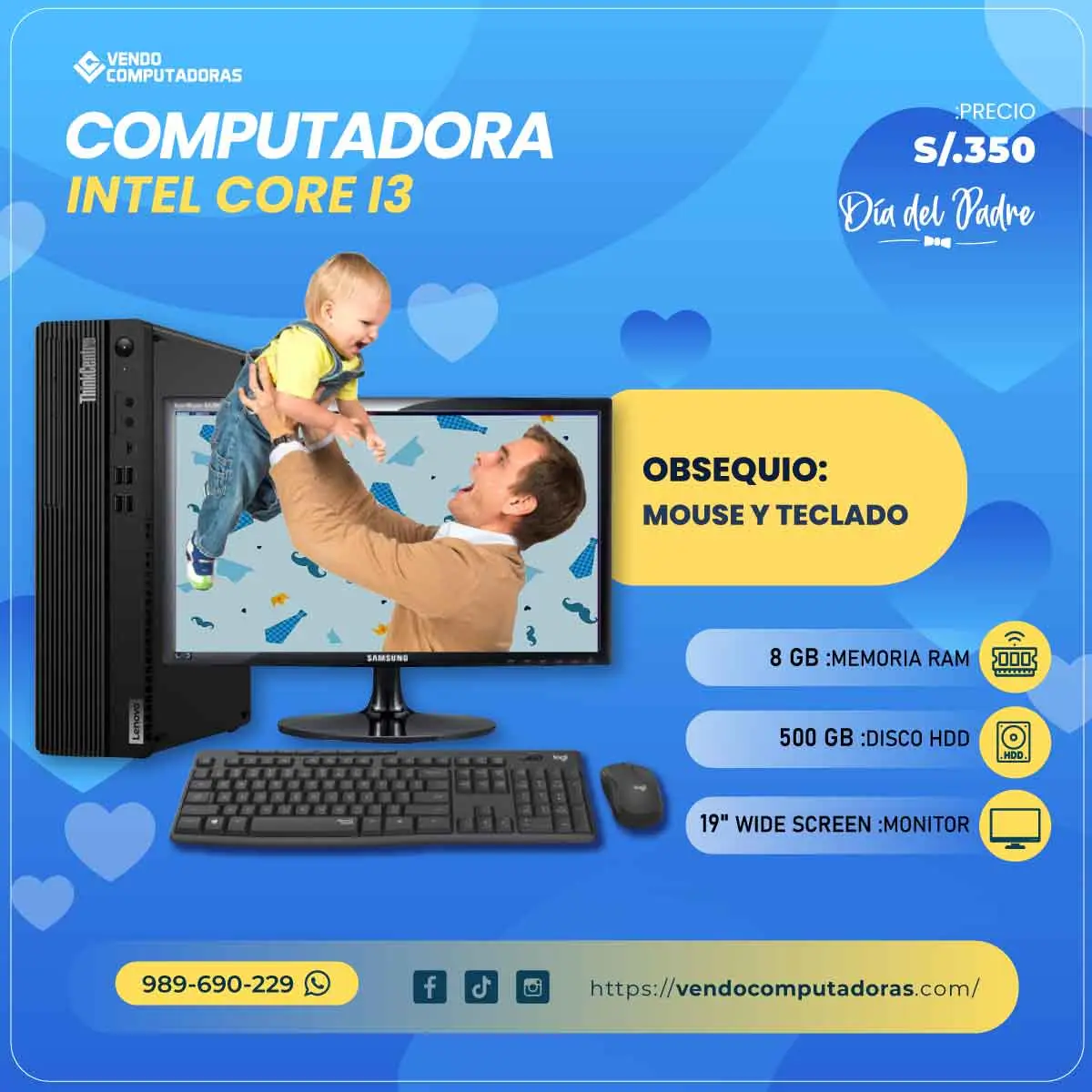  Intel Core i3 con 8GB RAM y bono incluido