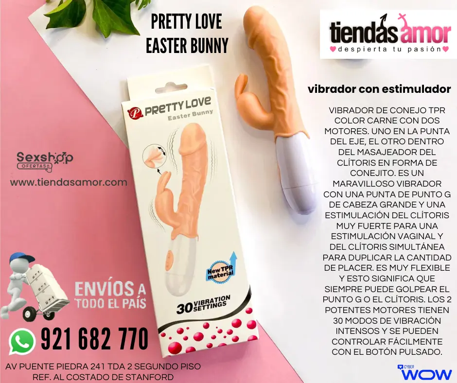 PRETTY LOVE Vibrador Sexual Rabbit Bunny Femenino TPR 30 Fun