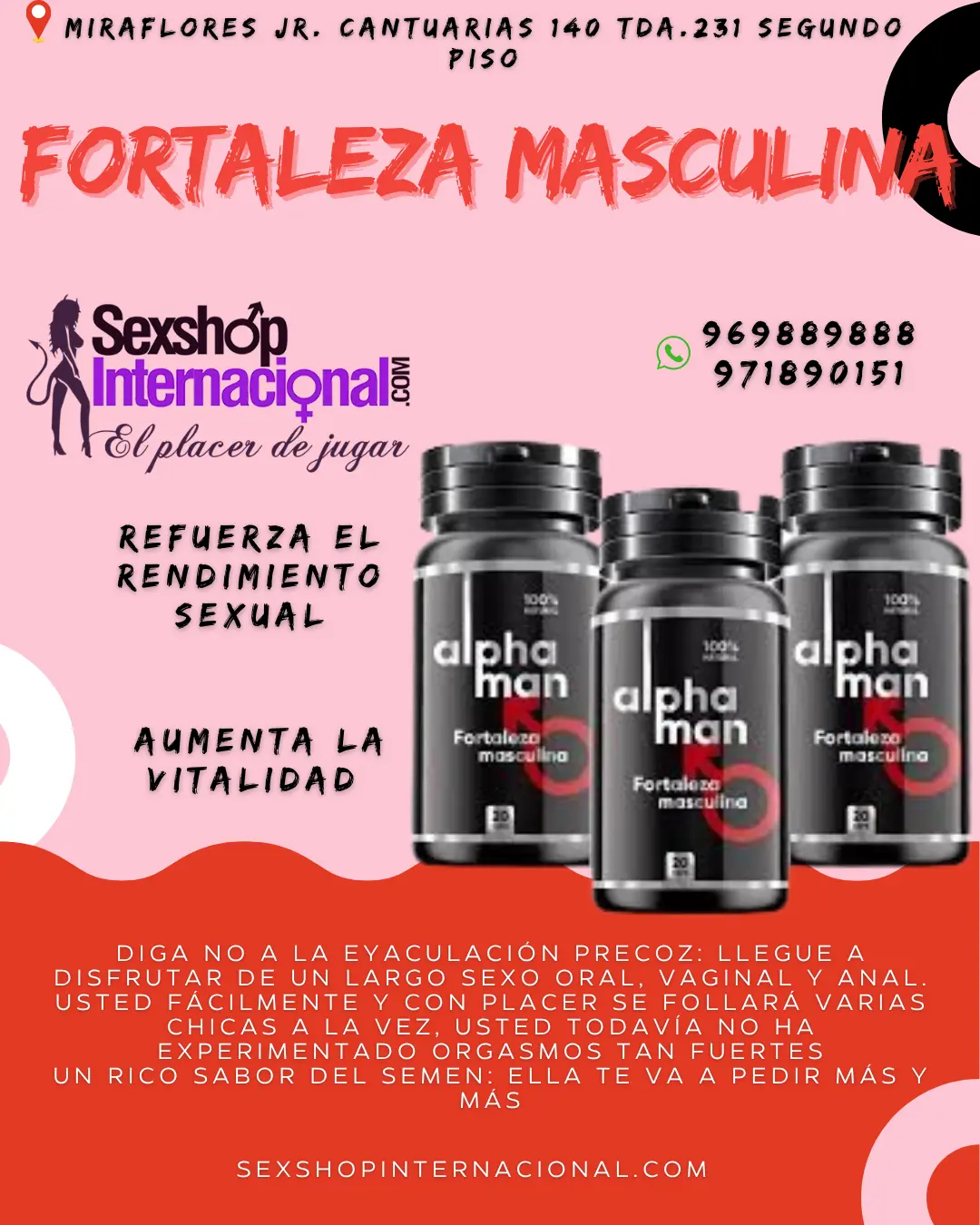 REFUERZA TU ACTIVIDAD SEXUAL CON ALPHAMAN-SEXSHOP MIRAFLORES