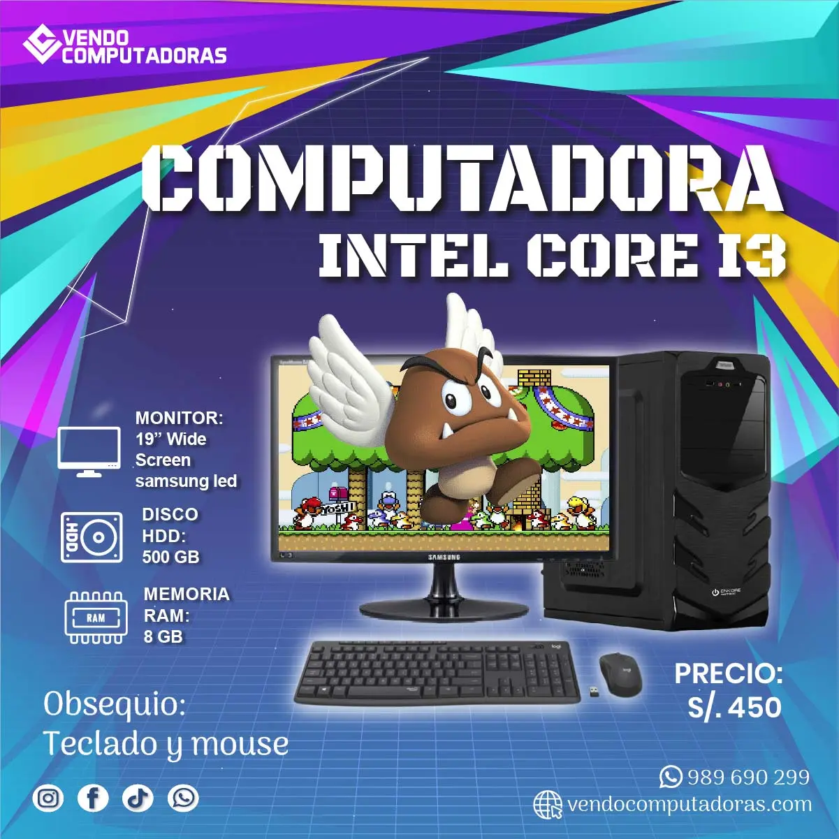 Rendimiento superior con esta PC Core i5 lista para entrega