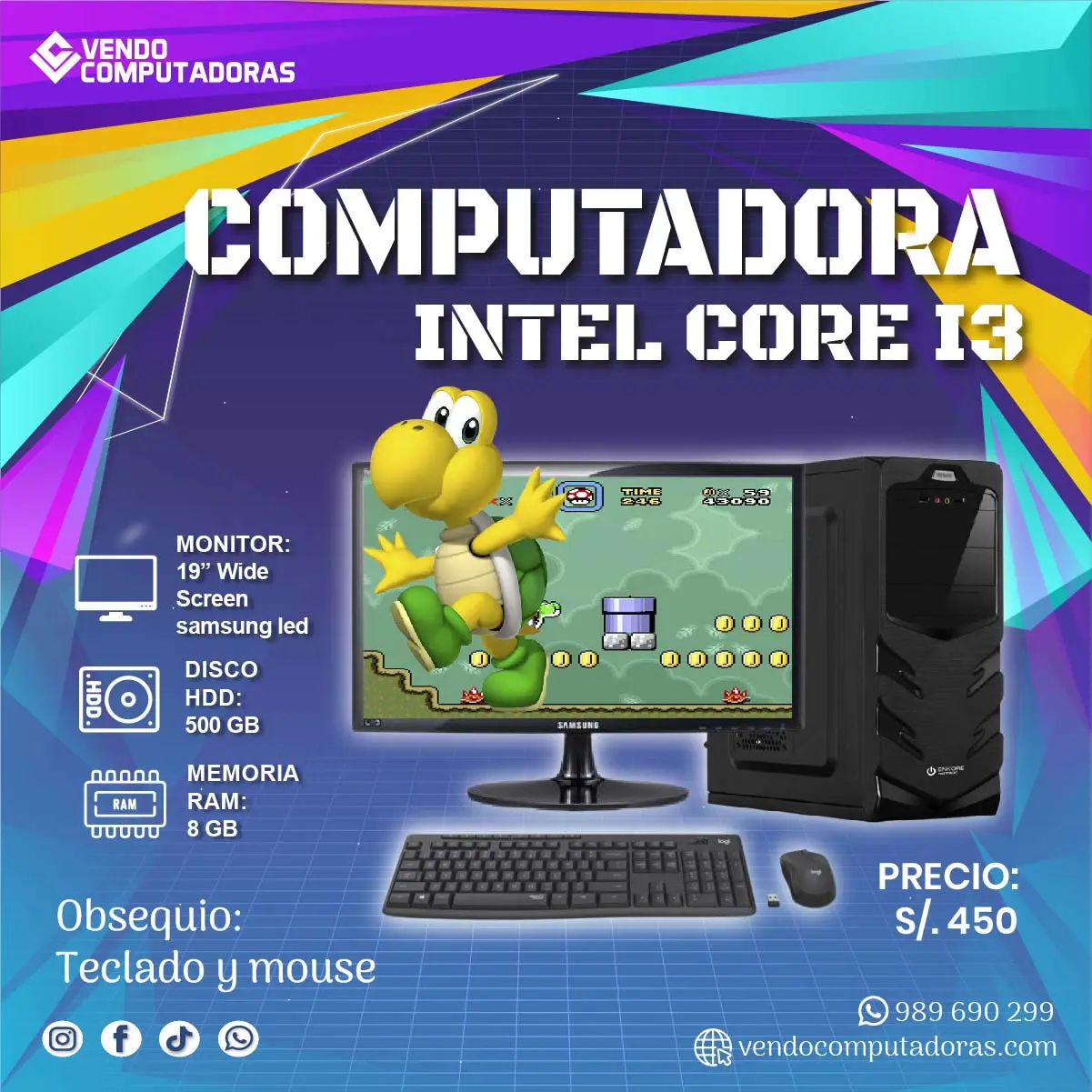Rendimiento superior con esta PC Core i5 lista para entrega