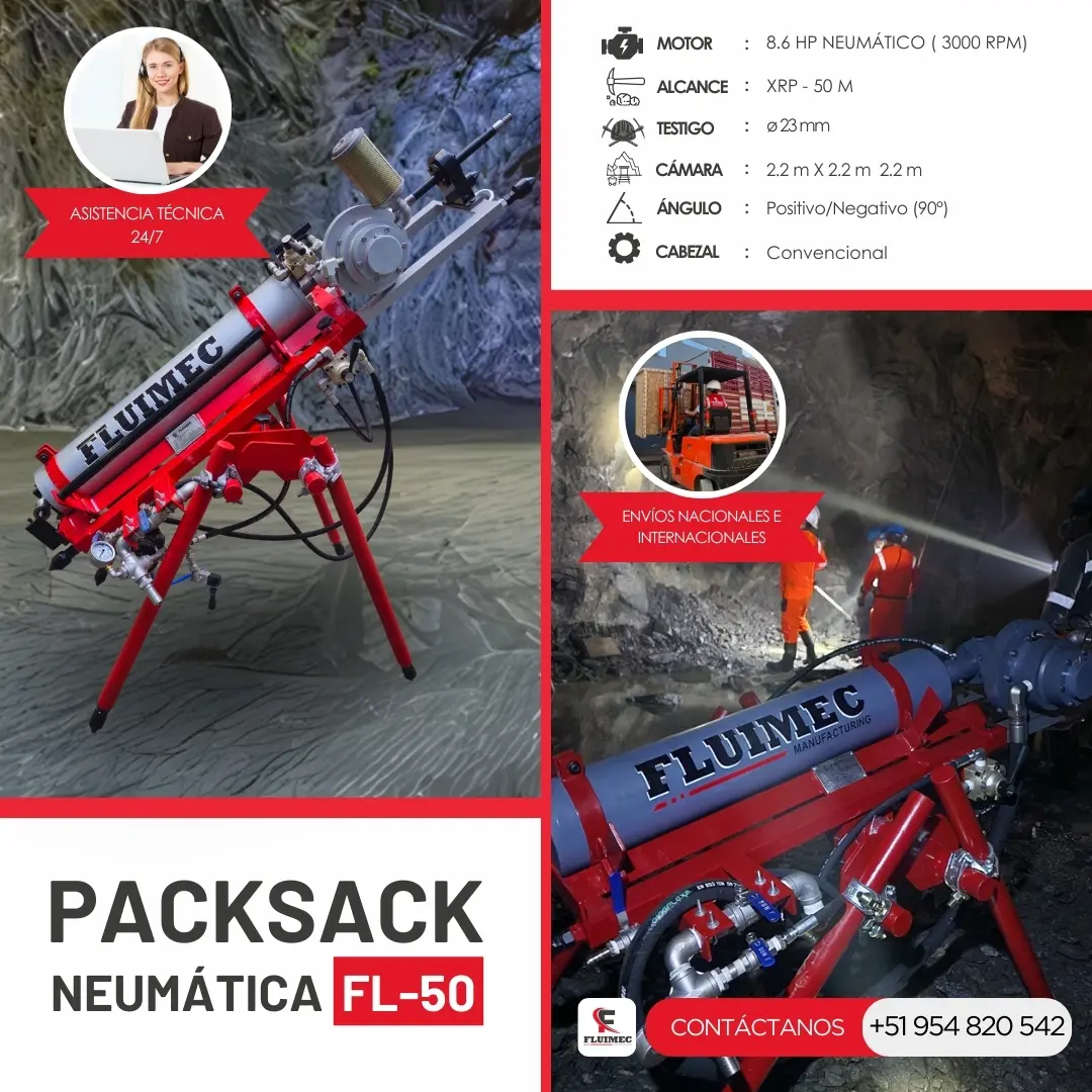 PACKSACK NEUMÁTICA FL50 equipo para industria minera 