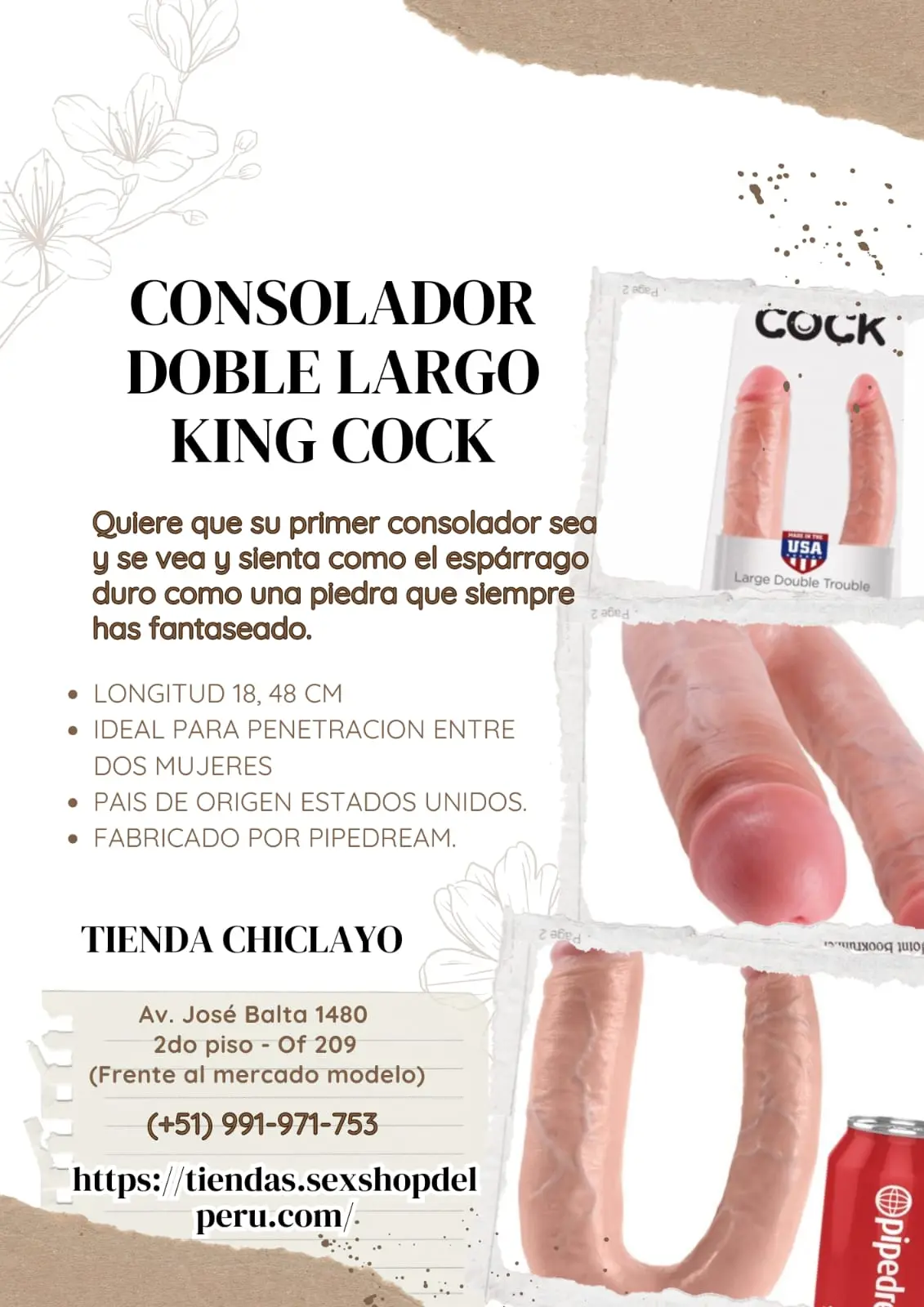 CONSOLADOR DOBLE LARGO KING COCK